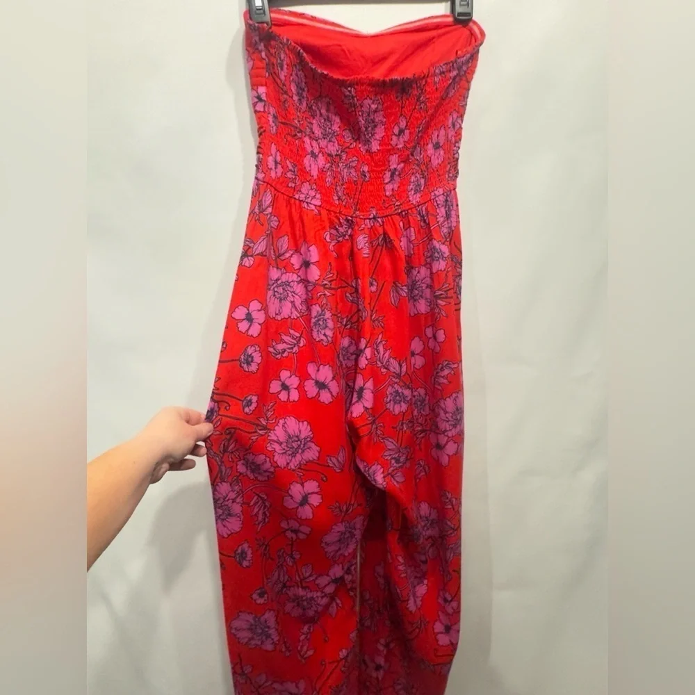 B.O.G Collective Strapless Floral Smocked Top Jumpsuit size Small